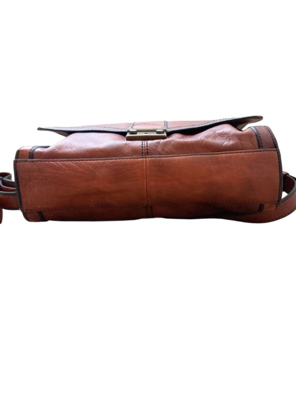 Fossil Long Live Vintage Brown Leather Messenger Bag - Briefcase Satchel, Size M - Picture 4 of 8